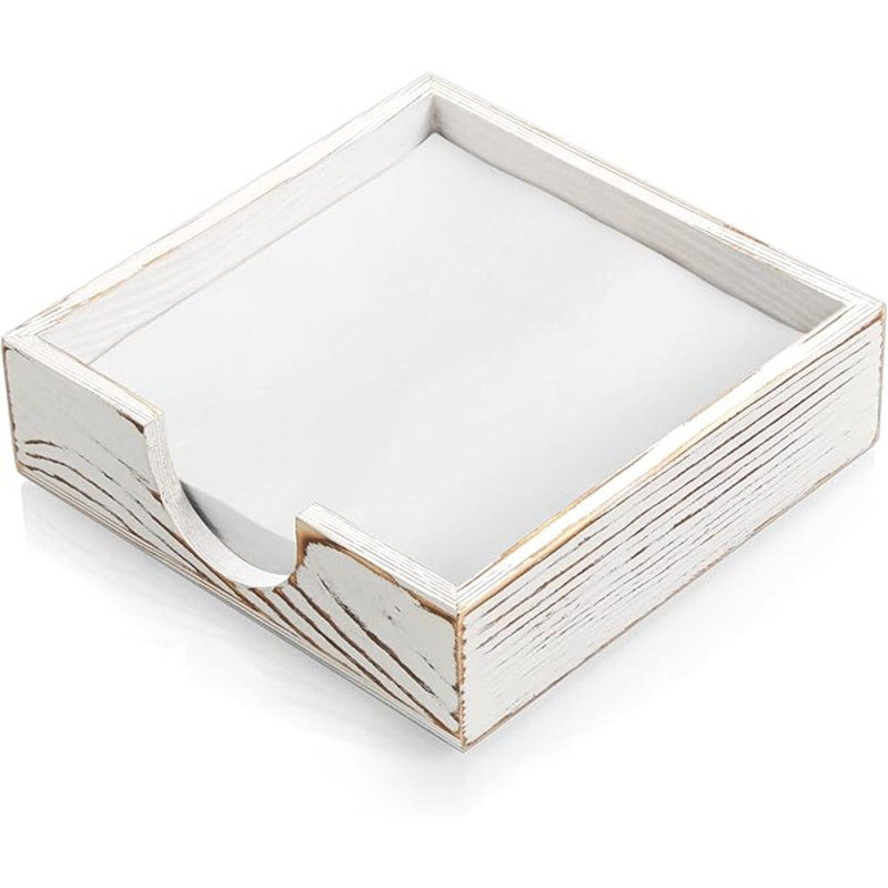 Porte-serviettes de table pour table, porte-serviettes en bois d'acacia pour serviettes de table en papier, Blanc rustique