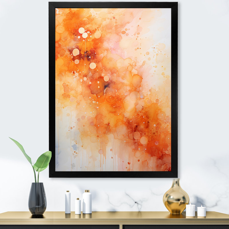 Tangerine Tango II - Paysage abstrait, impressions sur toile, H 40 po x l 30 po x P 1,5 po, Cadre photo noir