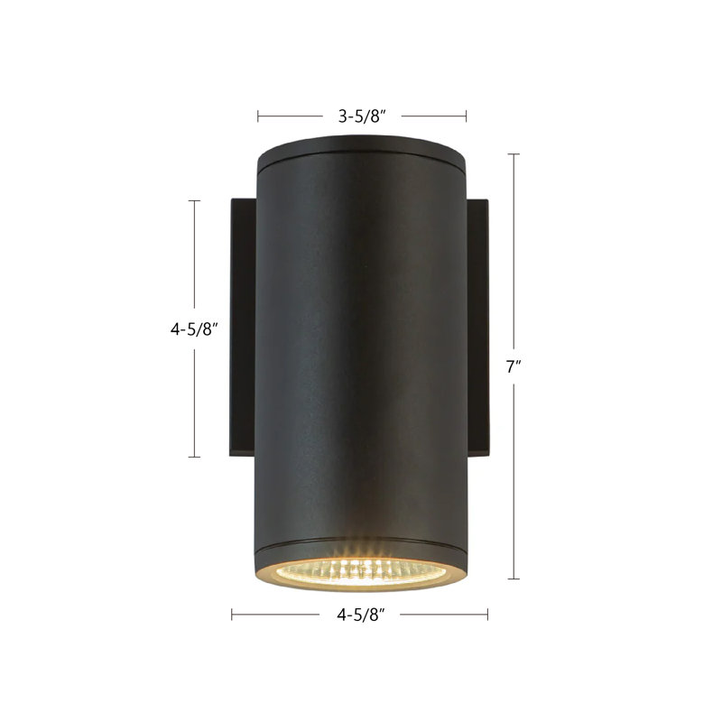Nordic LED Flush Mounted Sconce, Black, 15 W, 7" H x 4.63" W x 3.38" D