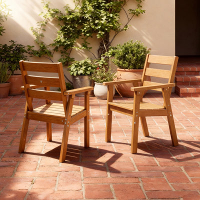 Chaises de salle à manger d'extérieur HDPS toutes saisons avec accoudoirs, ensemble de 2 - peu d'entretien, capacité de 350 lb, finition grain de bois réaliste