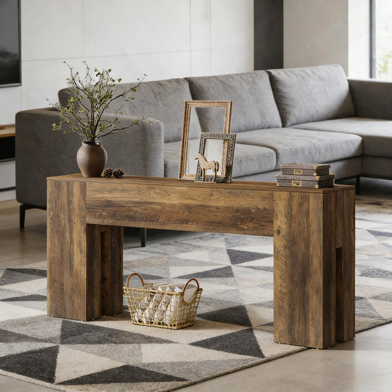 Console 70 po pour salon et entrée, Brun rustique