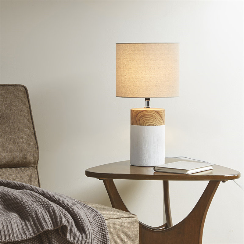 Lampe de table en céramique texturée, Blanc, Beige