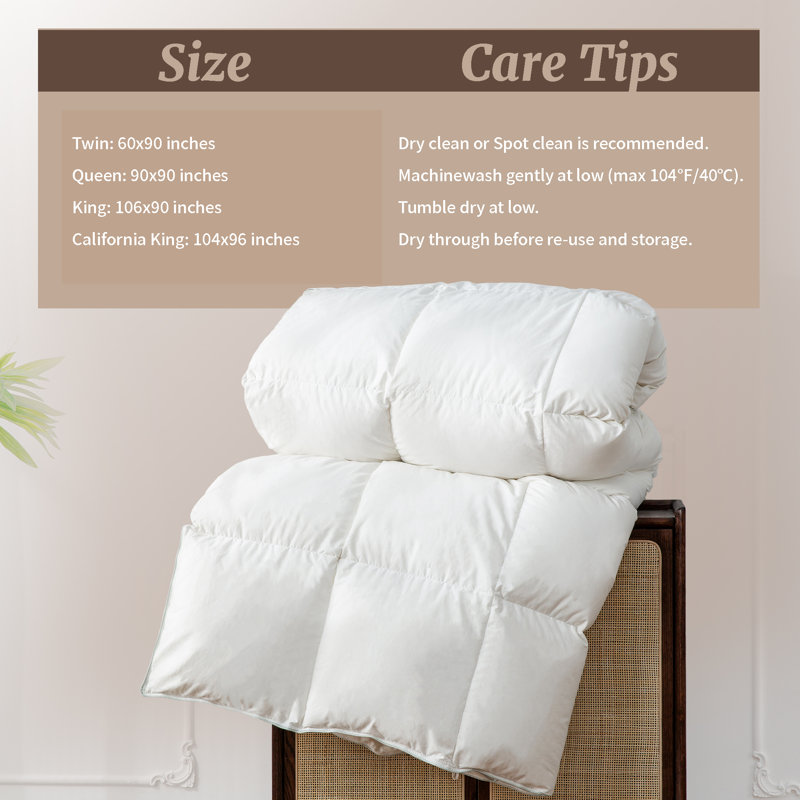 Édredon en duvet de plumes de luxe toutes saisons - mélange de coton doux égyptien, insert de couette chaud, Lit simple