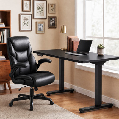 Bureau assis-debout électrique moderne, poste de travail ergonomique réglable en hauteur pour bureau à domicile ou salle d'étude.