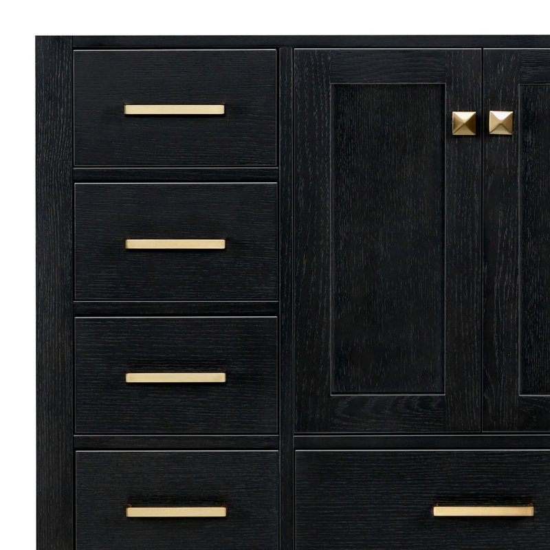 Cambridge 37 in. Single Vanity, Oval, Black Oak, Pure White Quartz
