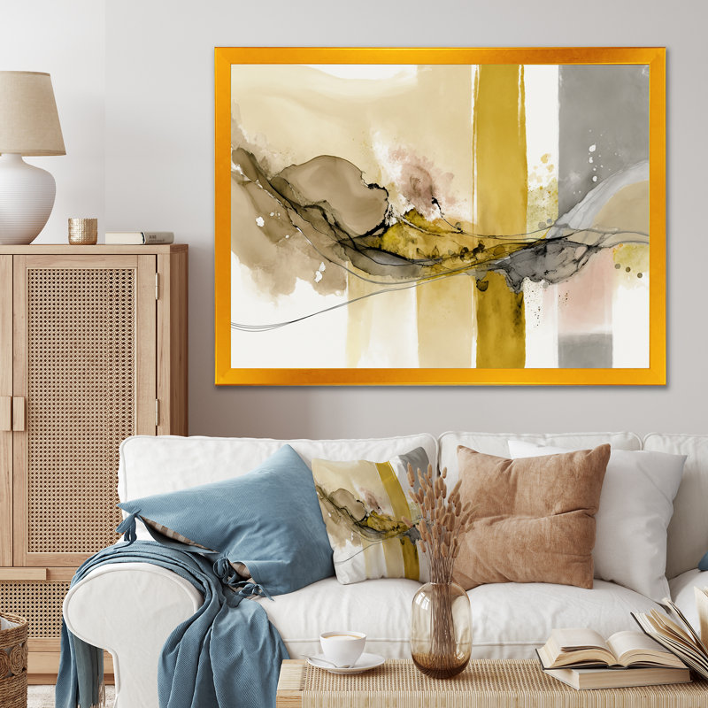 «Mustard Yellow Secrets IV», reproduction sur toile, L 44 po x H 34 po, Impression dorée sur toile encadrée