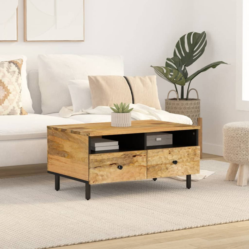 Soila Solid Wood Four Leg Coffee Table with Storage