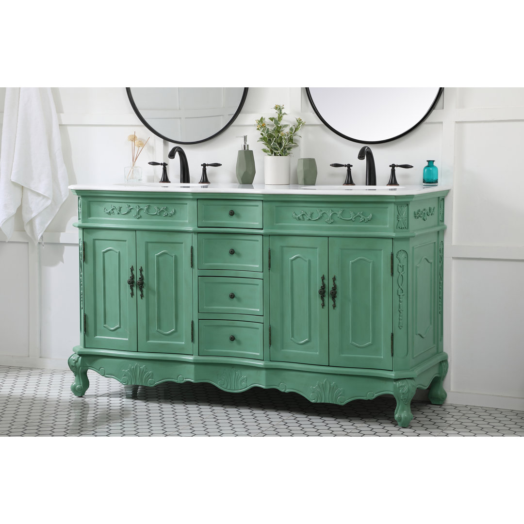 Lunette 60'' Double Bathroom Vanity with Top Etta Avenue™ Base 