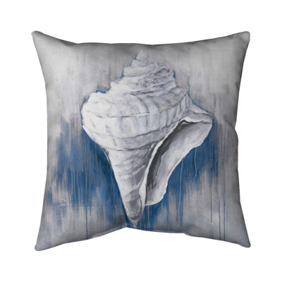 Blue conical shell - 16"x16" Outdoors Throw pillow - Spun poly - Print on demand