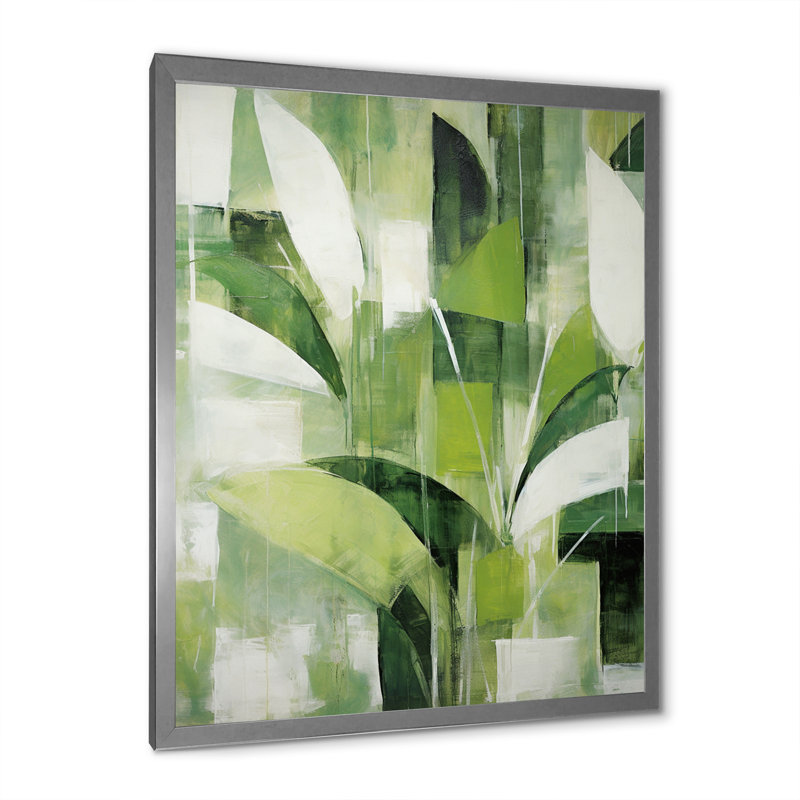Abstrait, plantes vertes, minimalisme, collage rétro - plantes, art sur toile, H 32 po x l 24 po x P 1 po