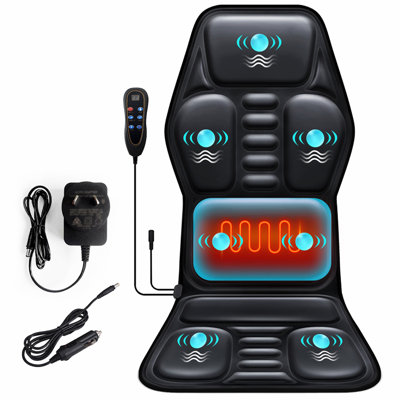 Massage Seat Cushion with Heat,Back Massager with 7 Motors, 3-Level Heat, 9 Modes & 9 Intensities,10-20-30 Minutes Heating Options,Chair Massager for Home Office Car Use