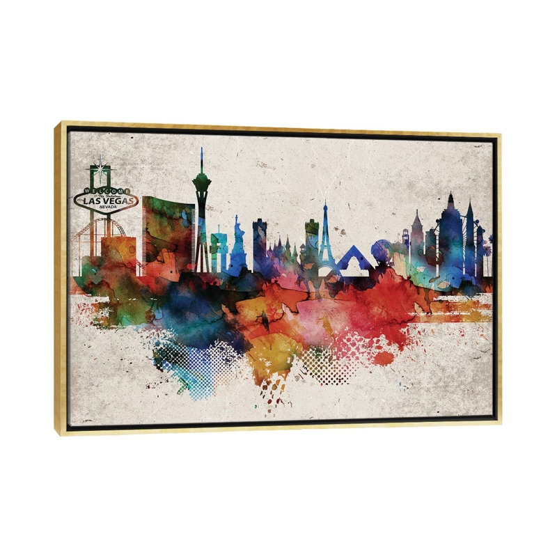 «Las Vegas Abstract», reproduction d'impression, Toile encadrée d'or, Aucun mat, H 32 po x l 48 po x 1,5 po