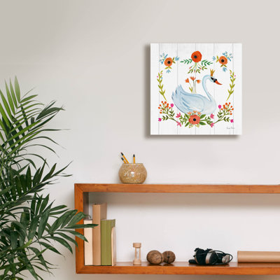 Toile épique Graffiti «Swan Love 1» par Farida Zaman, 12 po x 12 po