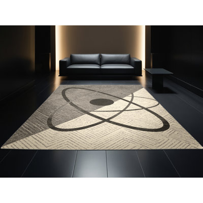 Tapis à motif géométrique moderne et contemporain lavable à la machine parnika Atom