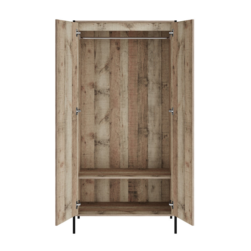 HOXTON 2 DOOR DOUBLE WARDROBE, Brown