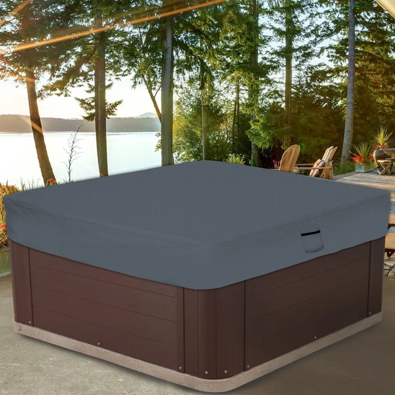 Hot Tub Jacuzzi Outdoor Gazebo Covers/ Cover for Square Hot Tub, Waterproof UV & Weather Resistant Protector, Grey