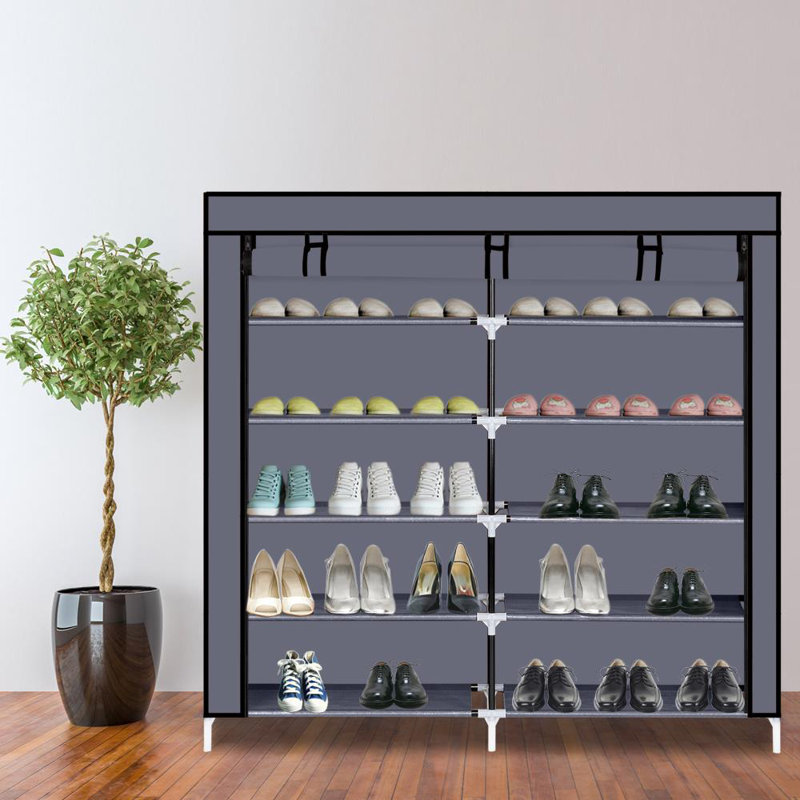 36 Pair Shoe Storage Cabinet, Gray