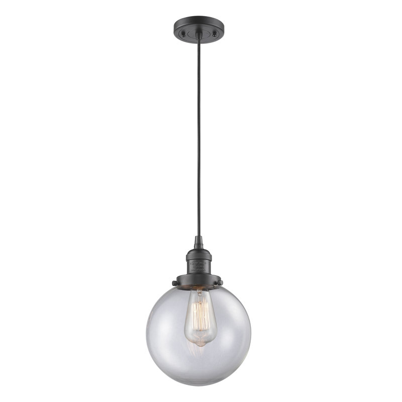 Clementina 1 - Light Single Pendant, 6 Watt Vinage LED Bulb, Clear, Oil Rubbed Bronze