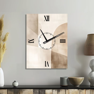 Beige minimaliste, formes neutres en équilibre I - Horloge murale scandinave silencieuse en métal