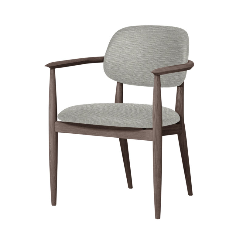 Chaise Slow de Space Copenhagen, Noyer à finition savonnée, L493 Nickel Sanfor 3475