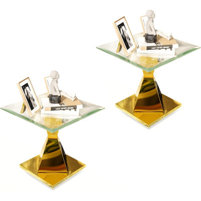 Clear Glass End Table Set Couch Side Table Set Of 2