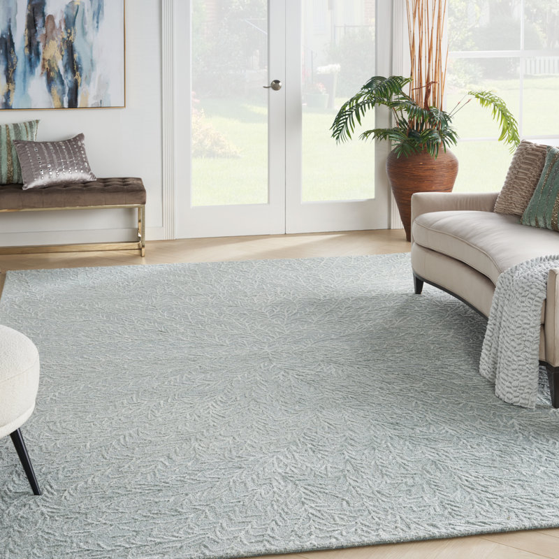 Delmer Hand Woven Wool Floral Area Rug, Rectangle 8'6" x 11'6"
