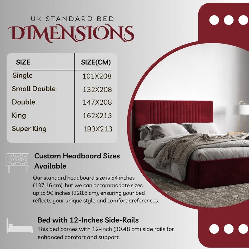 Upholstered Ottman Storage Bed Frame, Single (3'), Red