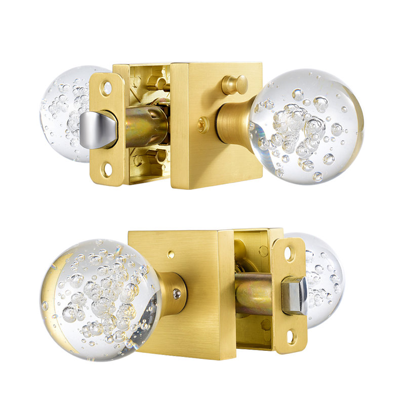 Coolnews Modern Grace Series - Boutons de porte en cristal, Laiton, Intimité