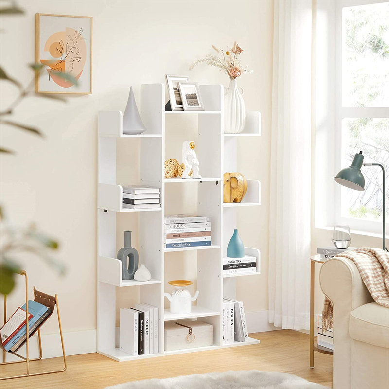Blom 140cm H x 86cm W Geometric Bookcase, White