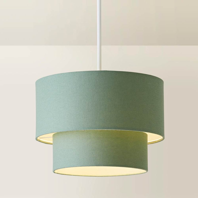 Talar 20cm H Linen Blend Drum Lamp Shade ( Slip-On ), Green
