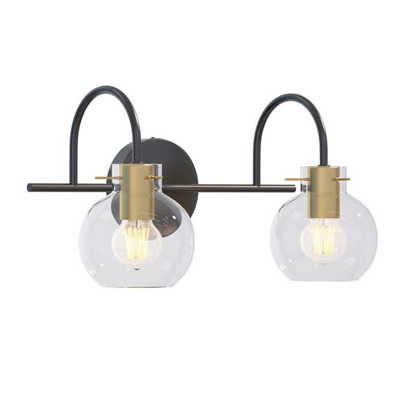 Bathroom Vanity Lights with Clear Shade Vanity Light Fixture, 8.27" H x 15.55" W x 8.46" D, 2 Lights