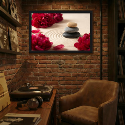 Fashion Zen Stones, sable, ondulations de fleurs rouges