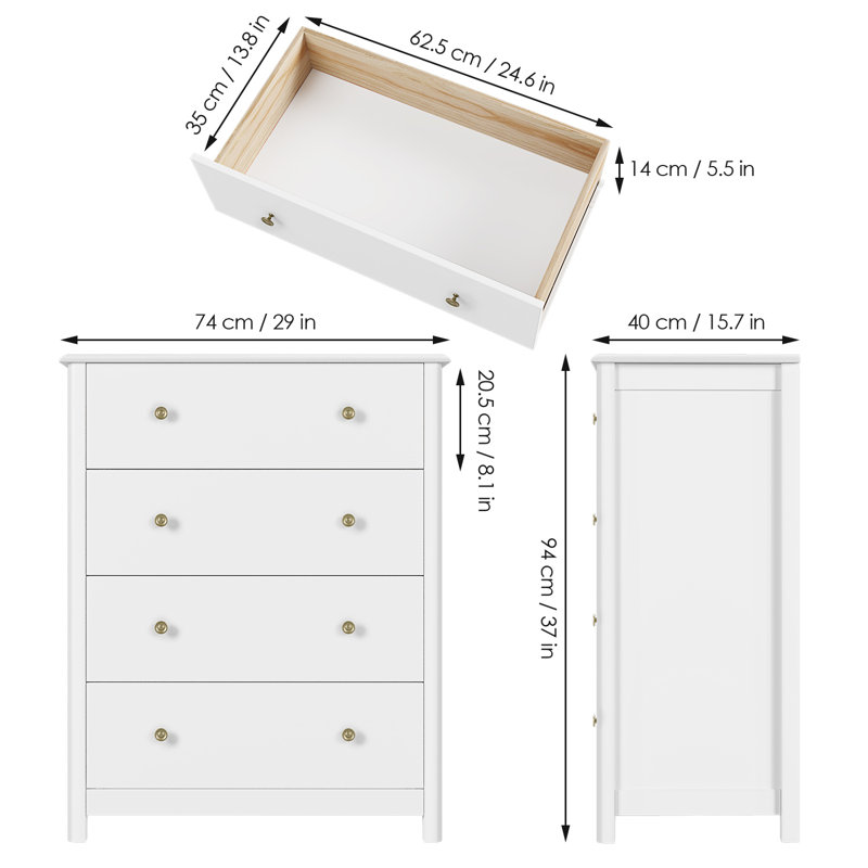 74cm W 4 - Drawer Chest of Drawers