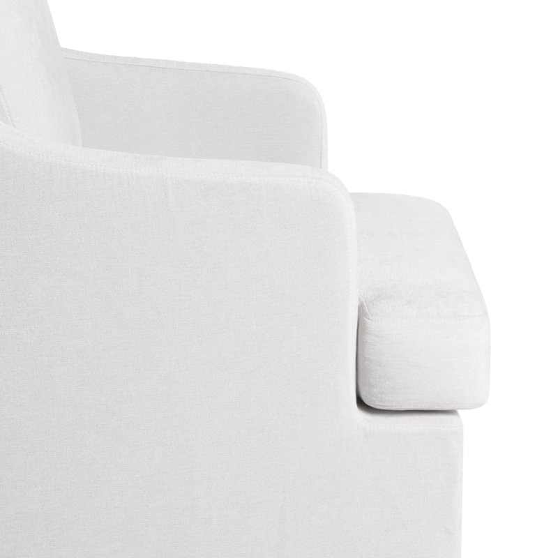 Chaise de salle à manger rembourrée pivotante en chenille avec dossier incurvé et accoudoirs, Beige