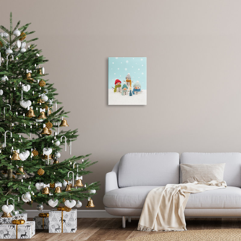 Arbre de Noël Winter Snowmen sur toile, H 20 po x l 16 po x P 1,5 po