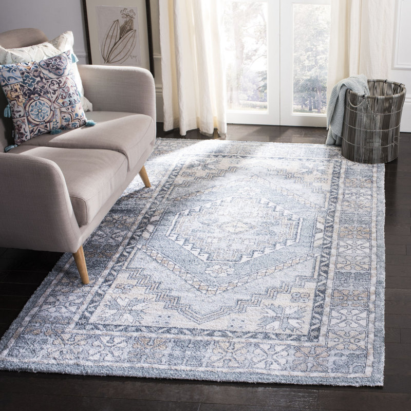 Tapis oriental gris / ivoire touffeté à la main Blucher, Rectangle 8 pi x 10 pi