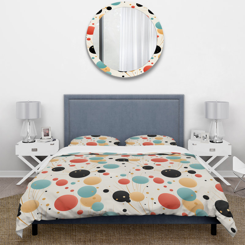 Ensemble de housse de couette à pois Contemporary Chic, Housse de couette pour grand lit et 2 taies décor