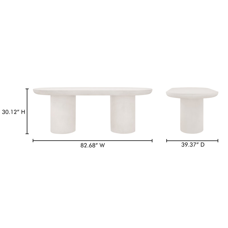 Rocca Outdoor Oval Dining Table, Cream