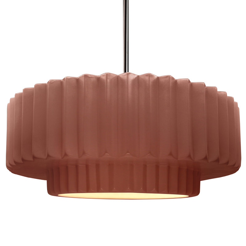 Luminaire suspendu 1 lumière Meydan, H 6 po x l 16,25 po x P 16,25 po, Argile du Canyon, Nickel brossé
