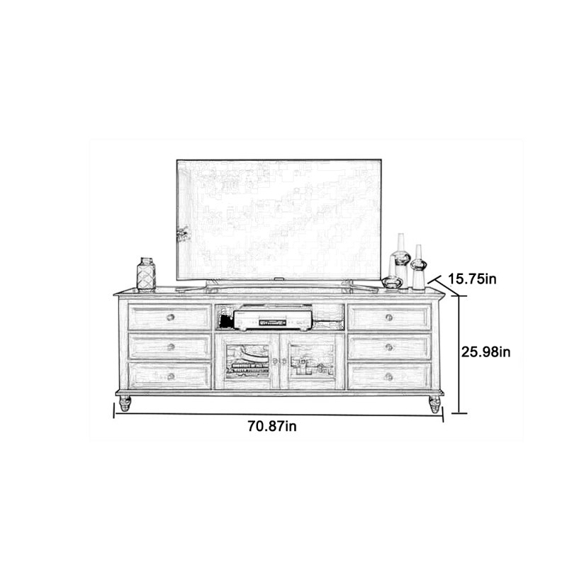 Vintage Handle TV Cabinet with Large Storage Space, Light Brown, 70.87"