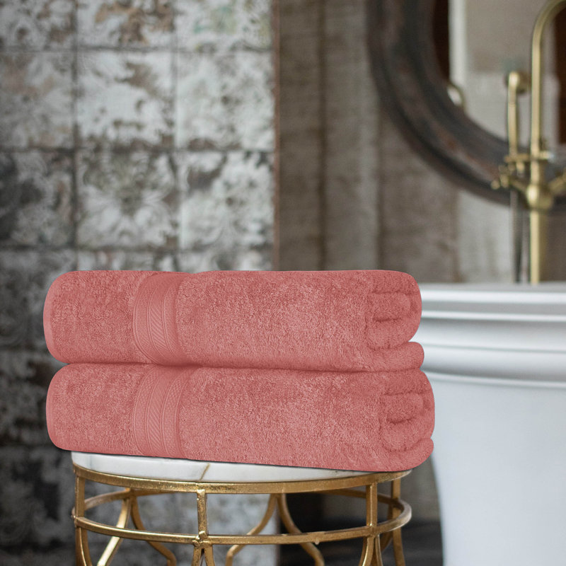 Glenlee Long Staple Combed Cotton Solid Highly Absorbent Bath Sheet, Blush