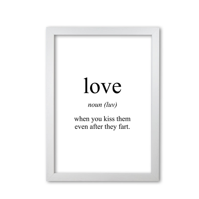 Love - Print, 42 cm H x 30 cm W x 5 cm D, White Grain Frame