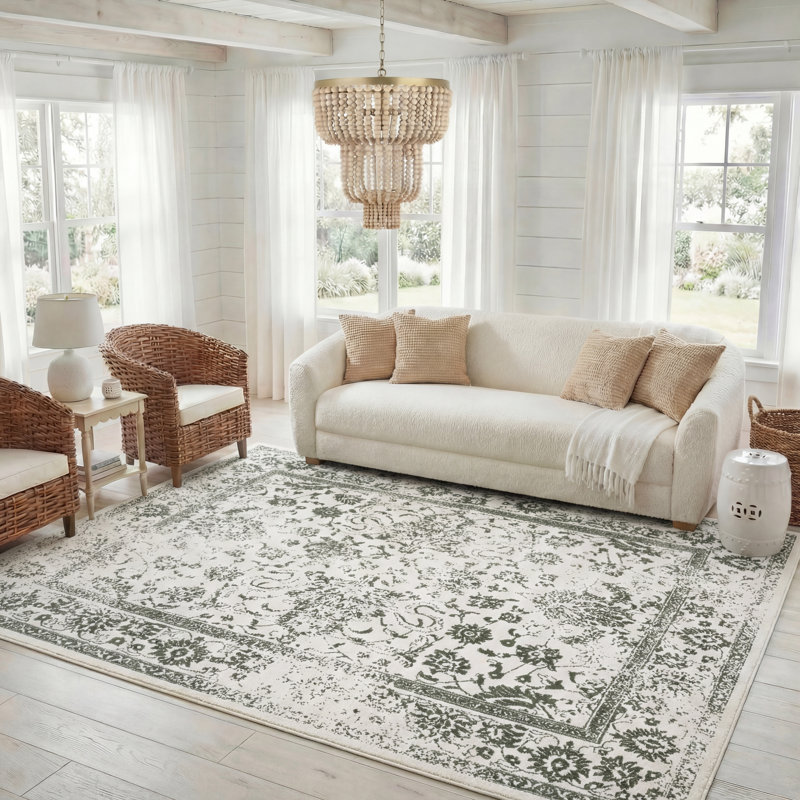 Floral Area Rug, Rectangle 244 X 305