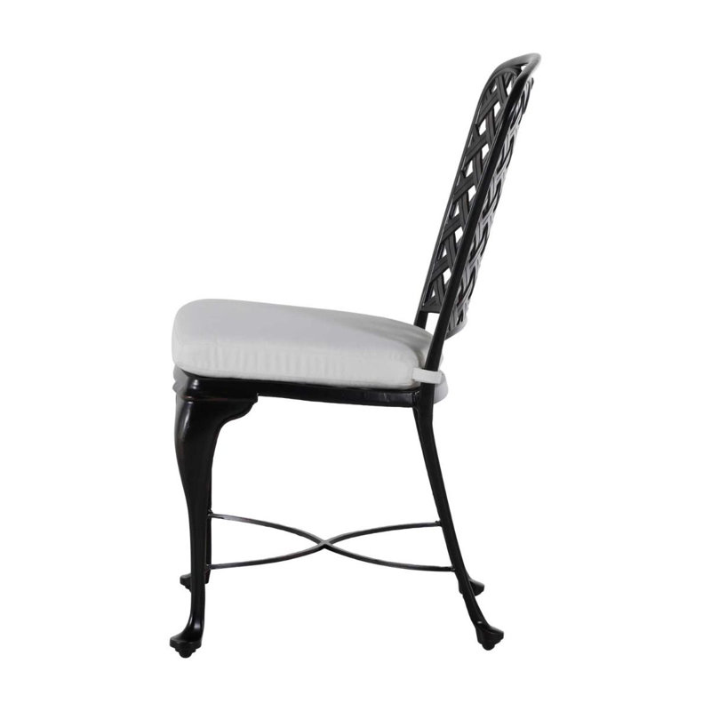 Provance Patio Dining Side Chair with Cushion, Ancient Earth, No Welt, Linen Forest