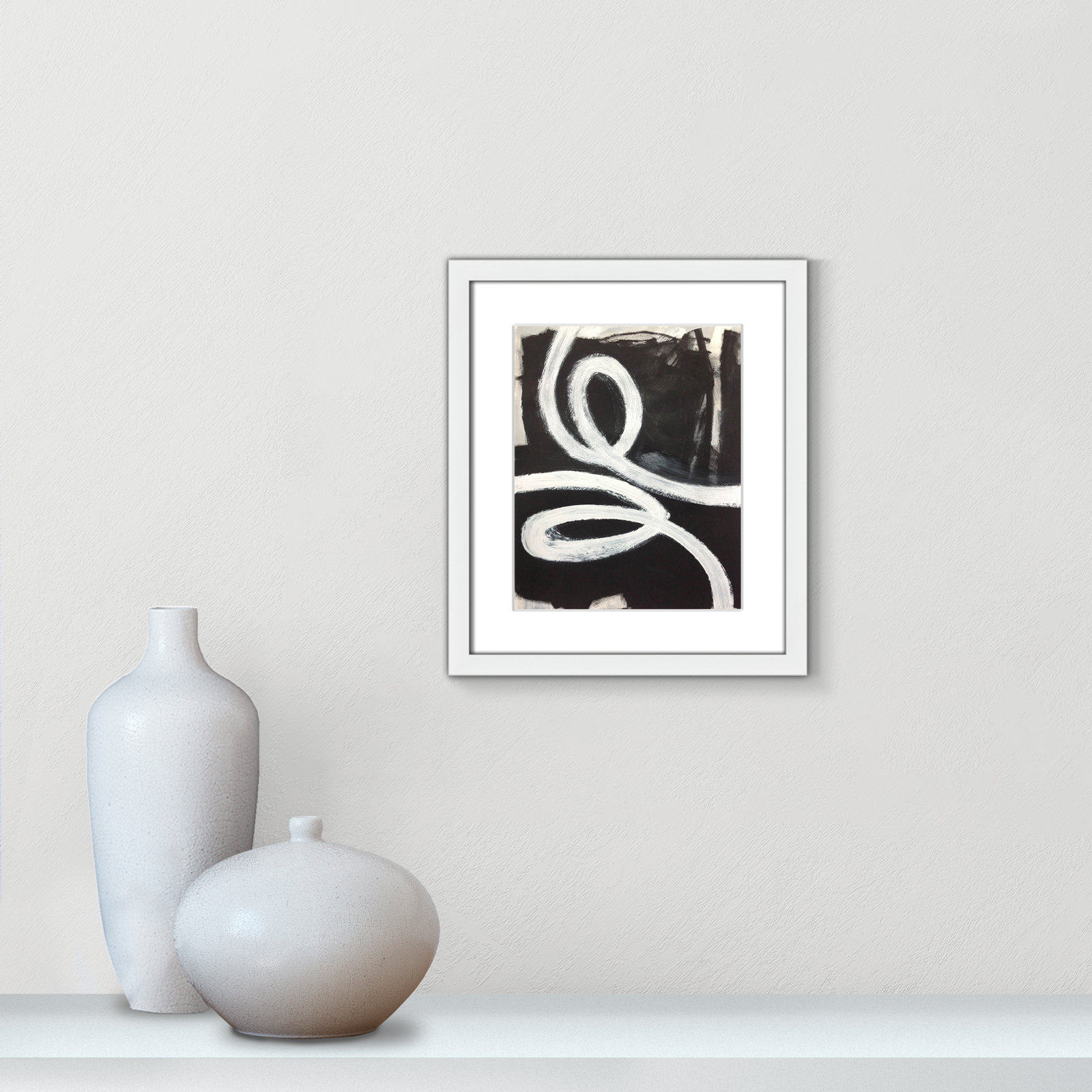 Bronte "Swirly Swirls I" Print, 15" H x 13" W x 2" D, White Box Framed, Yes