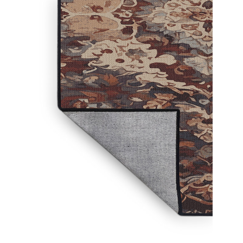 Machine Washable Brown Area Rug, Square 6'