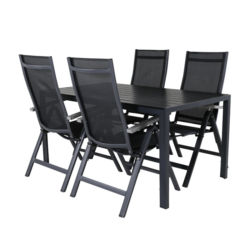 Ebelyn 4 - Person Dining Set, Black, Black, Black