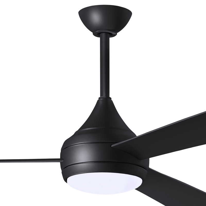 Donaire LED Outdoor Downrod Ceiling Fan, Matte Black, Matte Black
