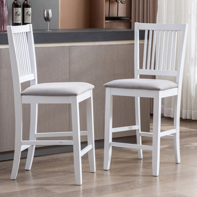 Anthonny 24.8" High Square Cushion Seat High Back Solid Wood Counter Height Bar Stool