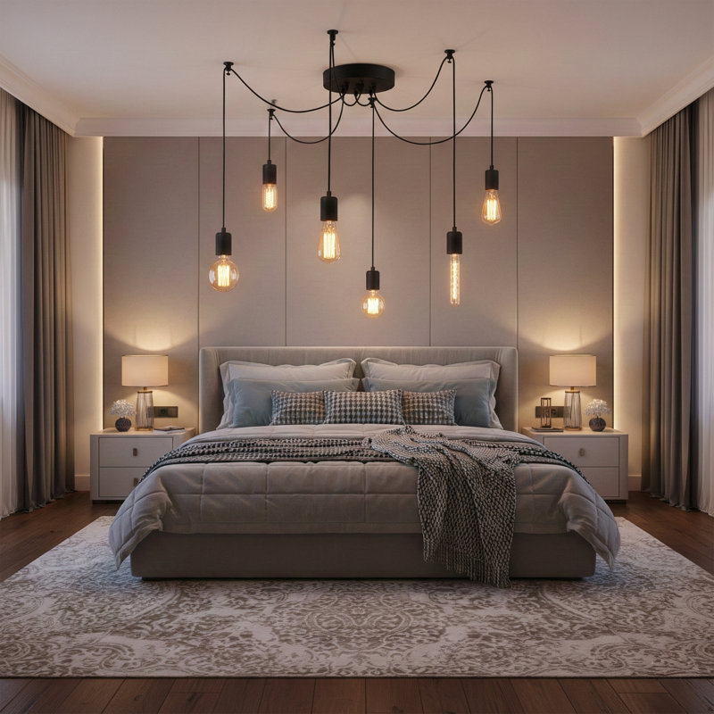 6-Light Adjustable Spider Pendant Chandelier